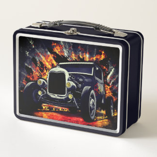 Lunchbox mit orangefarbenem Frisierte Auto