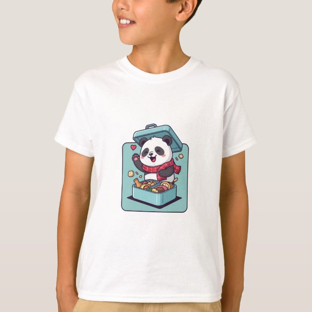 Lunchbox-Panda-Snack-Kinder T-Shirt (Vorderseite)
