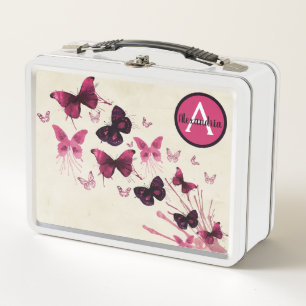 Lunchboxen - Lila Lunchbox mit Schmetterlingen