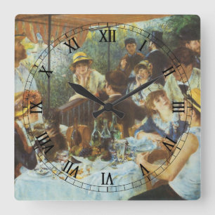 Luncheon der Booteilnehmer von Pierre Renoir Quadratische Wanduhr
