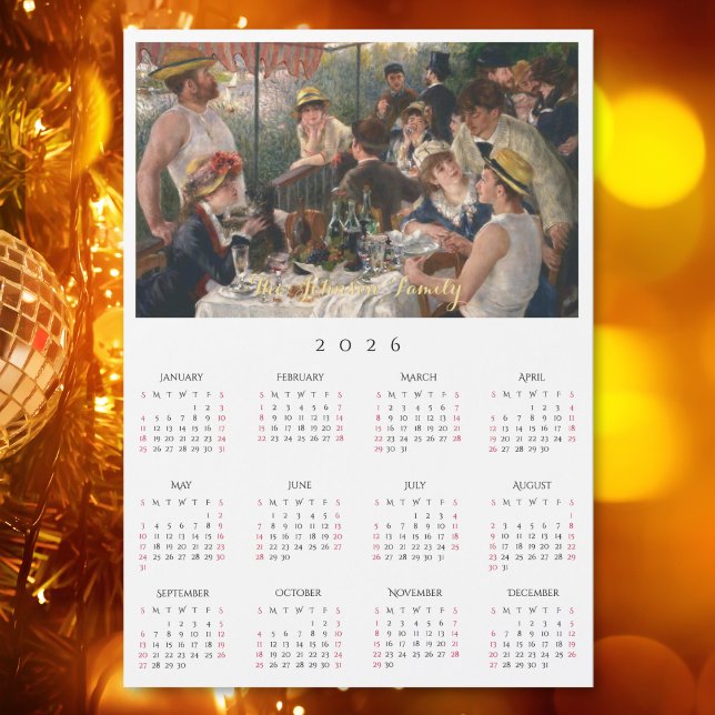 Luncheon of the Boating Party Renoir 2026 Calendar Magnetkarte (Luncheon of the Boating Party Renoir 2026 Calendar)