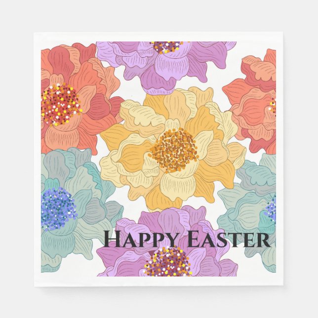 Luncheon Paper Napkins-Floral Happy Oaster Serviette (Vorderseite)