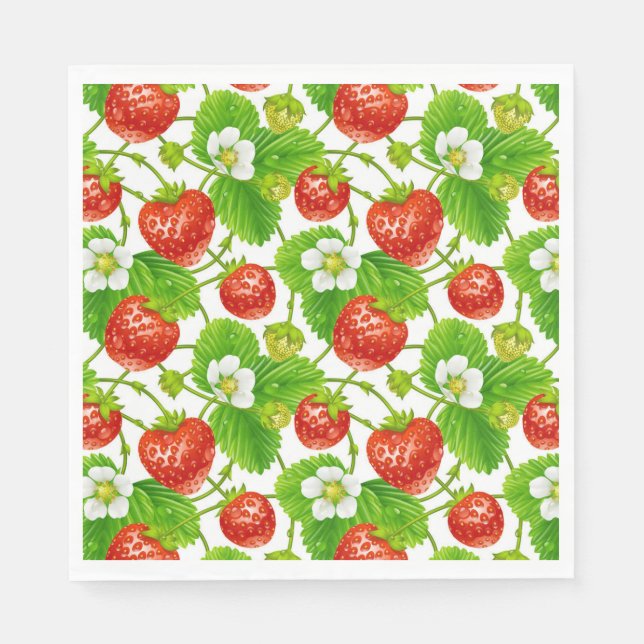 Luncheon Paper Napkins-Strawberries Serviette (Vorderseite)