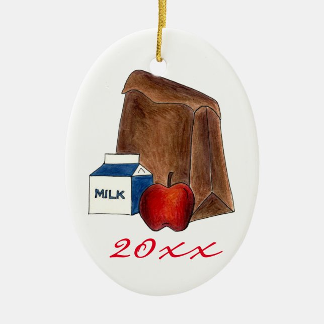 Lunchmilch Apple Lieblings-Lehrer Geschenk Keramik Ornament (Vorne)