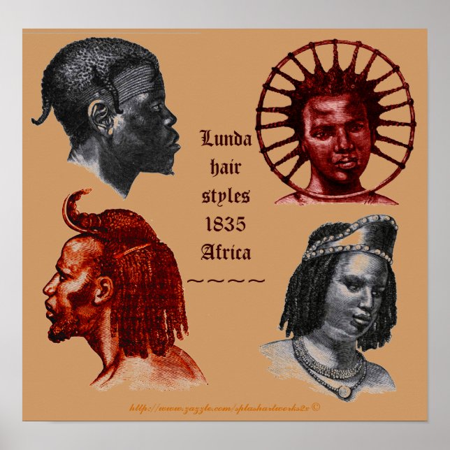 Lunda Hairstyle 1835-Südafrika Poster (Vorne)