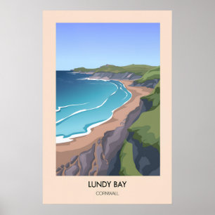 Lundy Bay Cornwall Moderne Reiseposter Poster