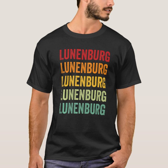 Lunenburg Landkreis Virginia Regenbogen Text T-Shirt (Vorderseite)