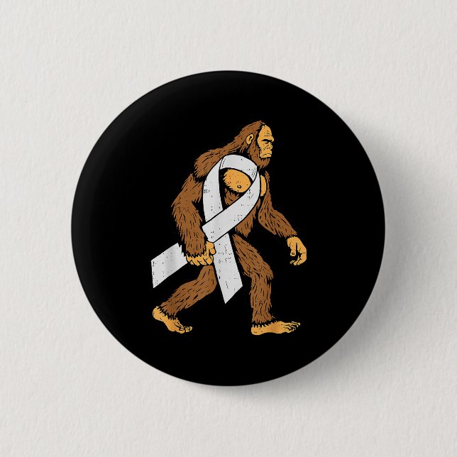 Lung Cancer Awareness Bigfoot White Ribbon Suprt M Button (Vorderseite)