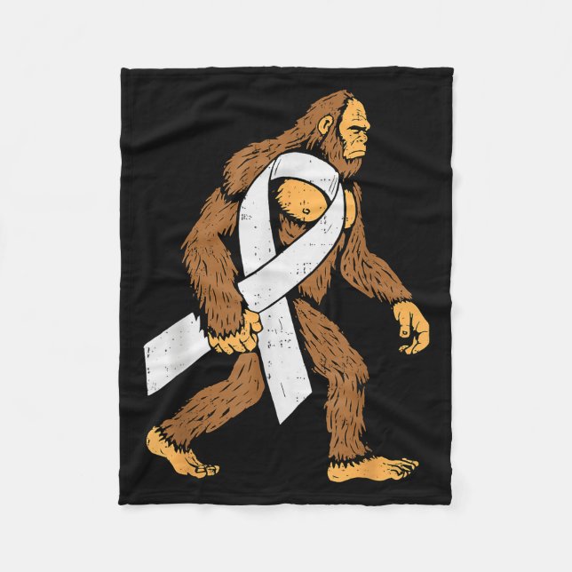 Lung Cancer Awareness Bigfoot White Ribbon Suprt M Fleecedecke (Vorderseite)
