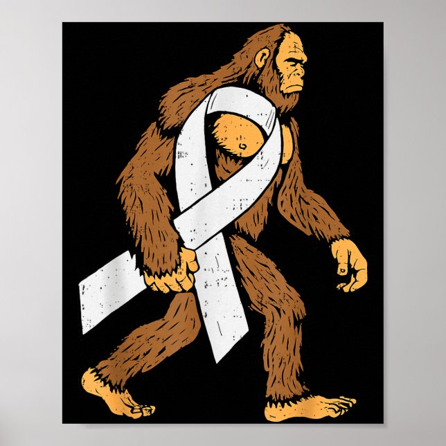 Lung Cancer Awareness Bigfoot White Ribbon Suprt M Poster (Vorne)