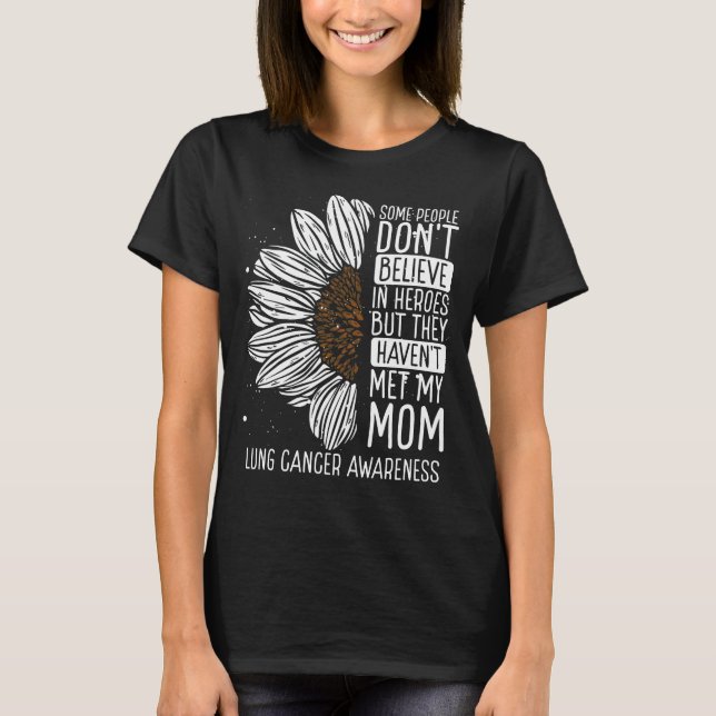 Lung Cancer Awareness Ribbon Mom Warrior T-Shirt (Vorderseite)