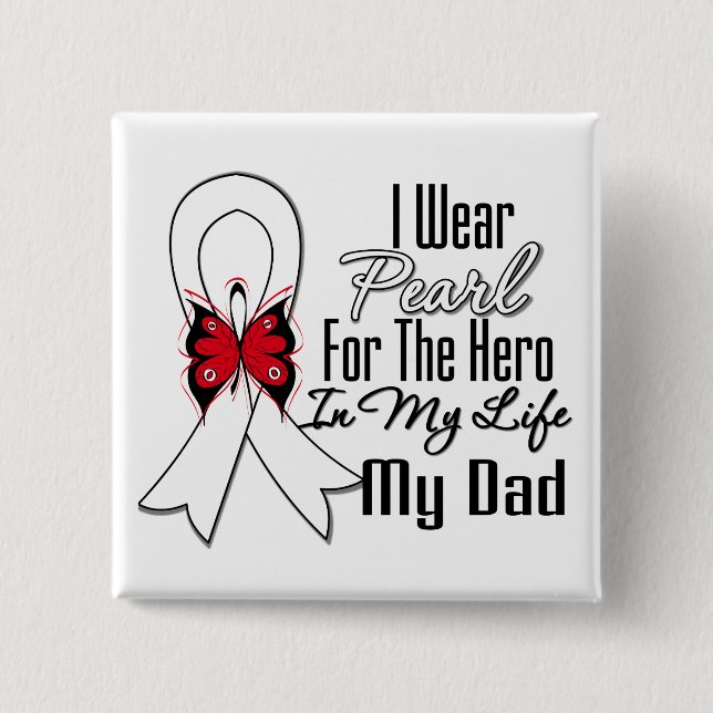 Lung Cancer Ribbon Hero Mein Vater Button (Vorderseite)