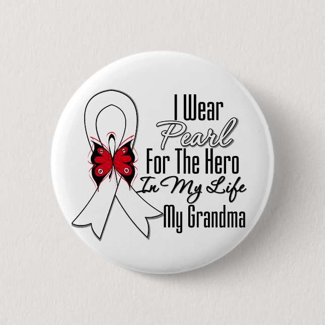 Lung Cancer Ribbon Hero My Oma Button (Vorderseite)