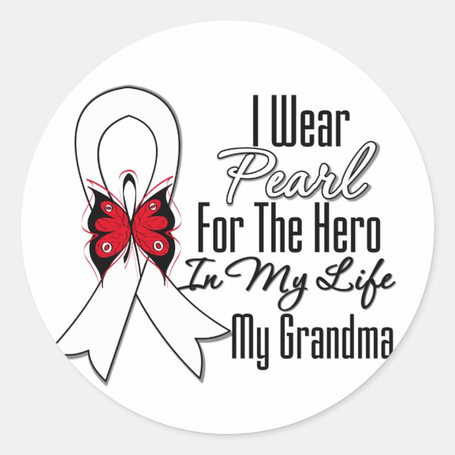 Lung Cancer Ribbon Hero My Oma Runder Aufkleber (Vorderseite)