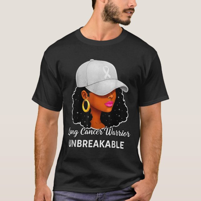 Lung Cancer Warrior Unbreakable Black Women Awaren T-Shirt (Vorderseite)