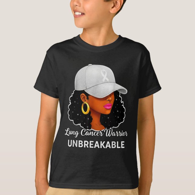 Lung Cancer Warrior Unbreakable Black Women Awaren T-Shirt (Vorderseite)
