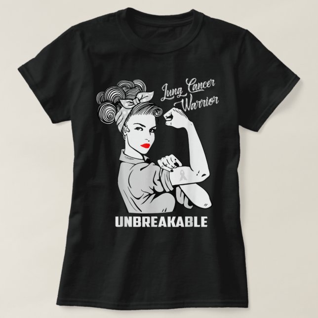 Lung Cancer Warrior Unbreakable T Shirt Awareness  (Design vorne)