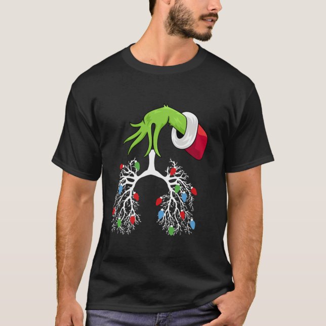 Lung Christmas Lights Respiratory Therapist RT Nur T-Shirt (Vorderseite)