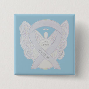 Lung Disease Awareness Angel Pearl Ribbon Art Butt Button