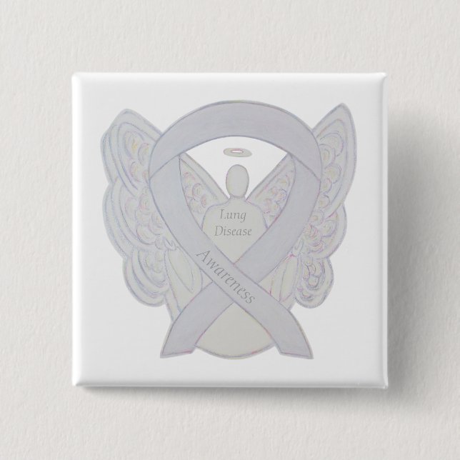 Lung Disease Awareness Angel Pearl Ribbon Art Butt Button (Vorderseite)