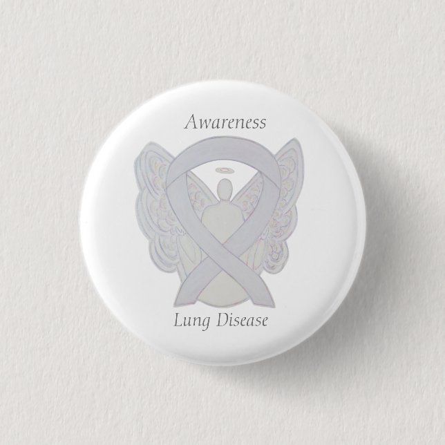 Lung Disease Awareness Angel Pearl Ribbon Art Butt Button (Vorderseite)