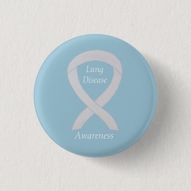 Lung Disease Awareness Pearl Ribbon Art Button (Vorderseite)