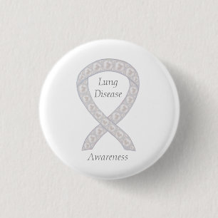 Lung Disease Awareness Pearl Ribbon Art Button