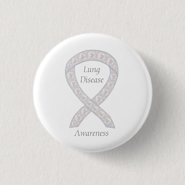 Lung Disease Awareness Pearl Ribbon Art Button (Vorderseite)