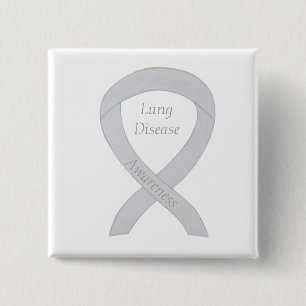 Lung Disease Awareness Pearl Ribbon Art Button
