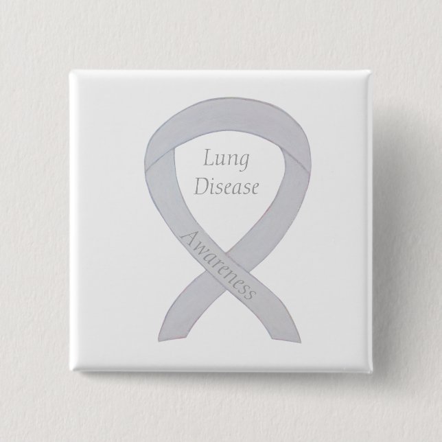 Lung Disease Awareness Pearl Ribbon Art Button (Vorderseite)