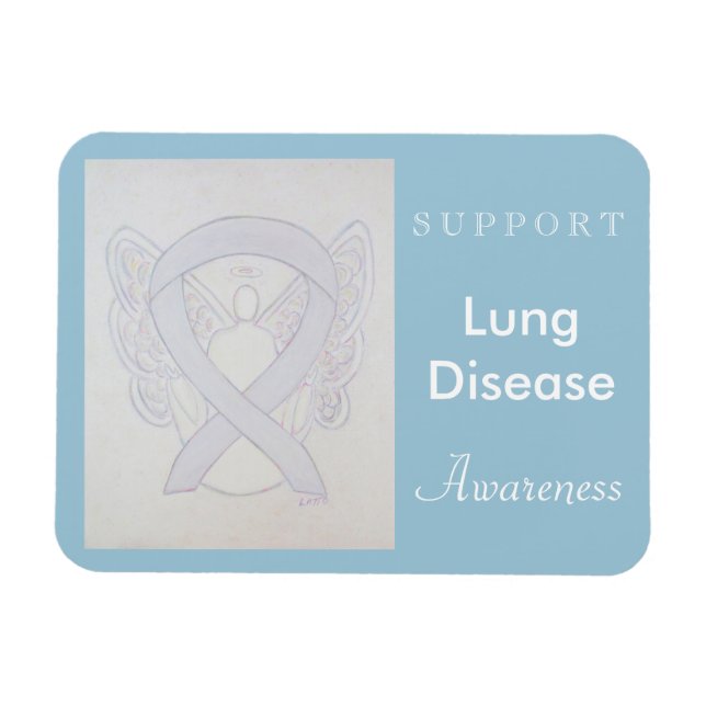 Lung Disease Awareness Ribbon Angel Custom Magnet (Horizontal)