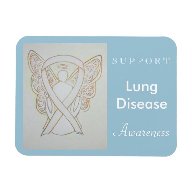 Lung Disease Awareness Ribbon Angel Custom Magnet (Horizontal)