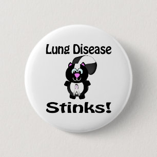 Lung Disease stinks Skunk Awareness Design Button