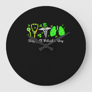 Lunge Atemnourstherapeut Happy St Patrick Große Wanduhr