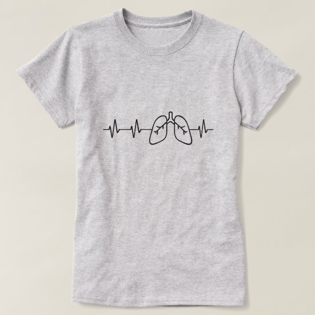 Lungen Herzschlag Atemwege Lungenentzündung T-Shirt (Design vorne)
