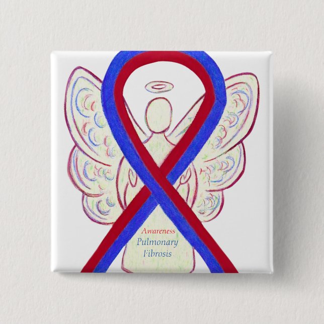 Lungenfibrose Awareness Ribbon Angel Button (Vorderseite)