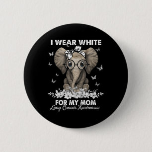 Lungenkrebs-Bewusstsein Elephant White Ribbon für Button