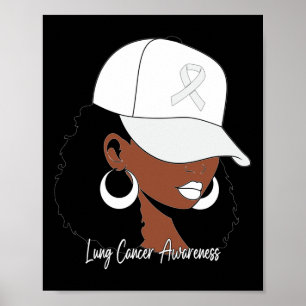 Lungenkrebs Bewusstsein Schwarze Frau Weiße Ribbon Poster