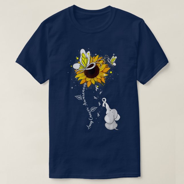 Lungenkrebs Bewusstsein Sonnenblumen Elefanten Män T-Shirt (Design vorne)