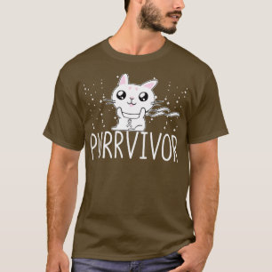 Lungenkrebs Bewusstseinsüberlebende Katze Purrvivo T-Shirt