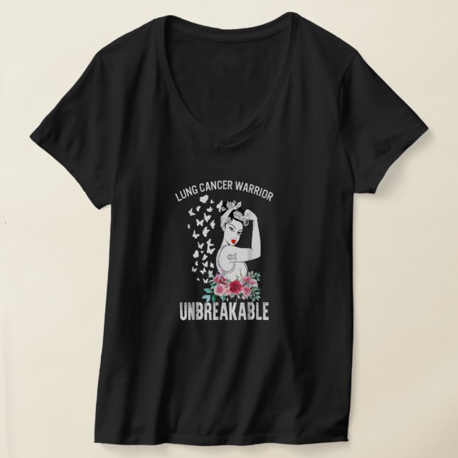 Lungenkrebs-Bewusstseinswarrier Unzerbrechlich sta T-Shirt (Ablage )