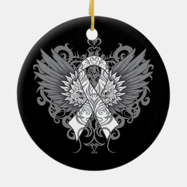 Lungenkrebs Cool Wings Keramik Ornament (Hinten)