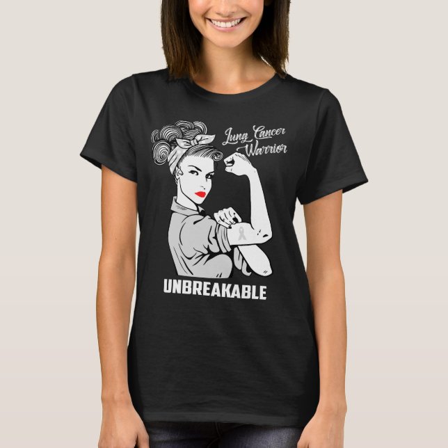 Lungenkrebs-Krieger unzerbrechlich T-Shirt (Vorderseite)