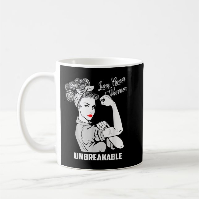 Lungenkrebs-Krieger unzerbrechlich T-Shirt-Bewusst Kaffeetasse (Links)