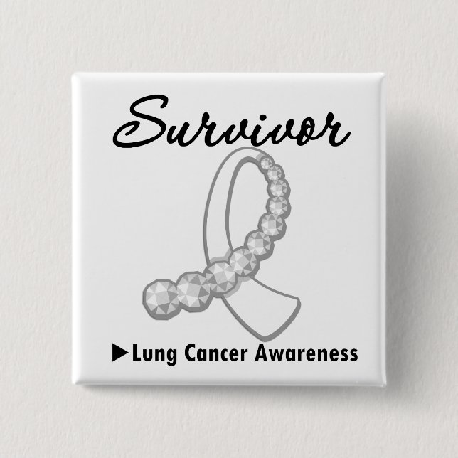Lungenkrebs-Survivor Gemstone Ribbon Button (Vorderseite)