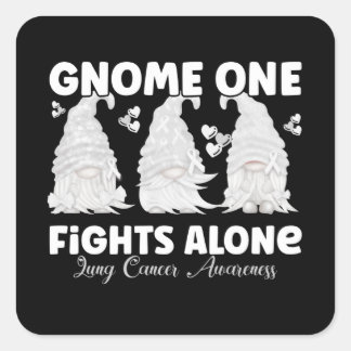 Lungenkrebs White Ribbon Gnome Quadratischer Aufkleber