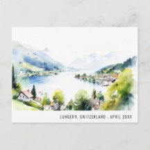 Lungern Schweiz Aquarell-Landschaft Reise