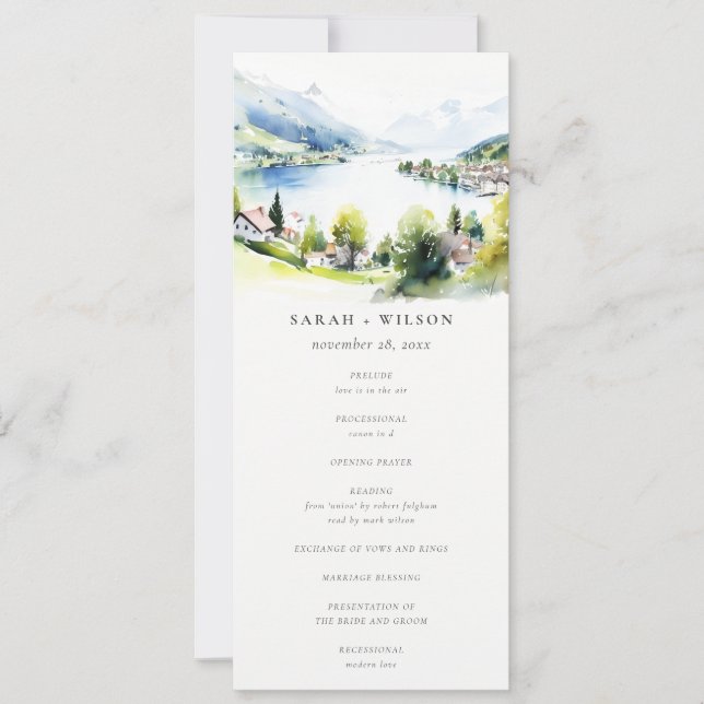 Lungern Schweiz Landschaft Hochzeitsprogramm Einladung (Vorderseite)