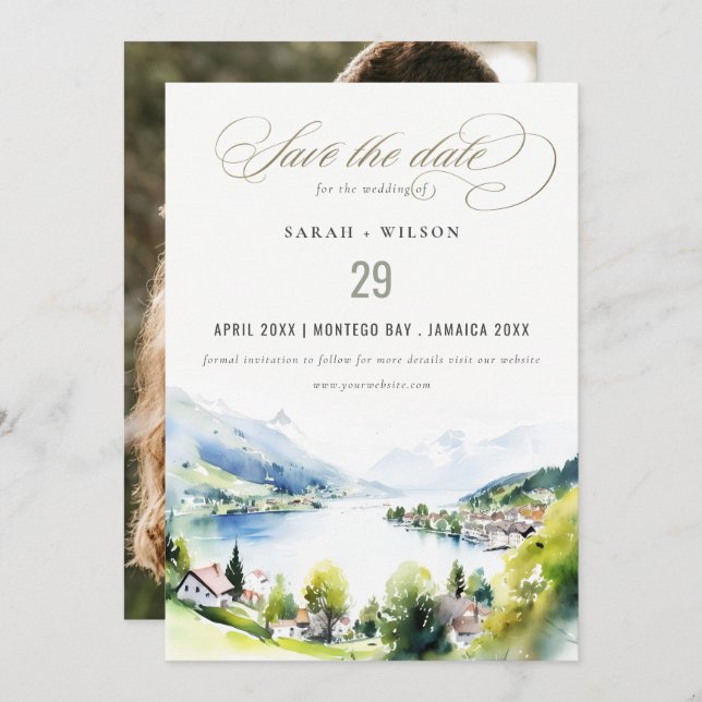 Lungern Switzerland Landscape Wedding Photo Save The Date (Vorne/Hinten)