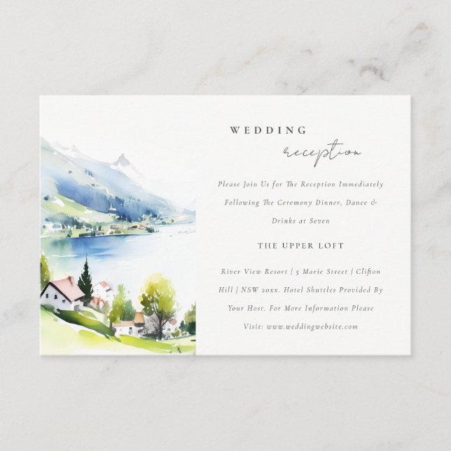 Lungern Switzerland Landscape Wedding Reception Begleitkarte (Vorderseite)
